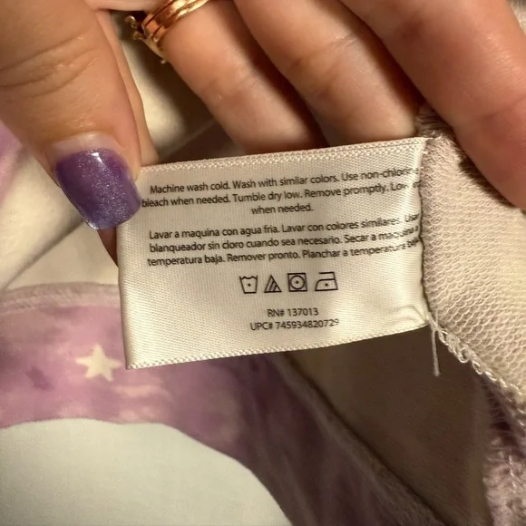 Wildfox Purple and White Tye Dye Star Crewneck Sweatshirt Large - Picture 6 of 7